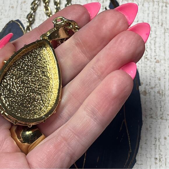 Vintage GEORGE Large Oversized Gold Tone and Amber Confetti Pendant Necklace D2 - Picture 11 of 12